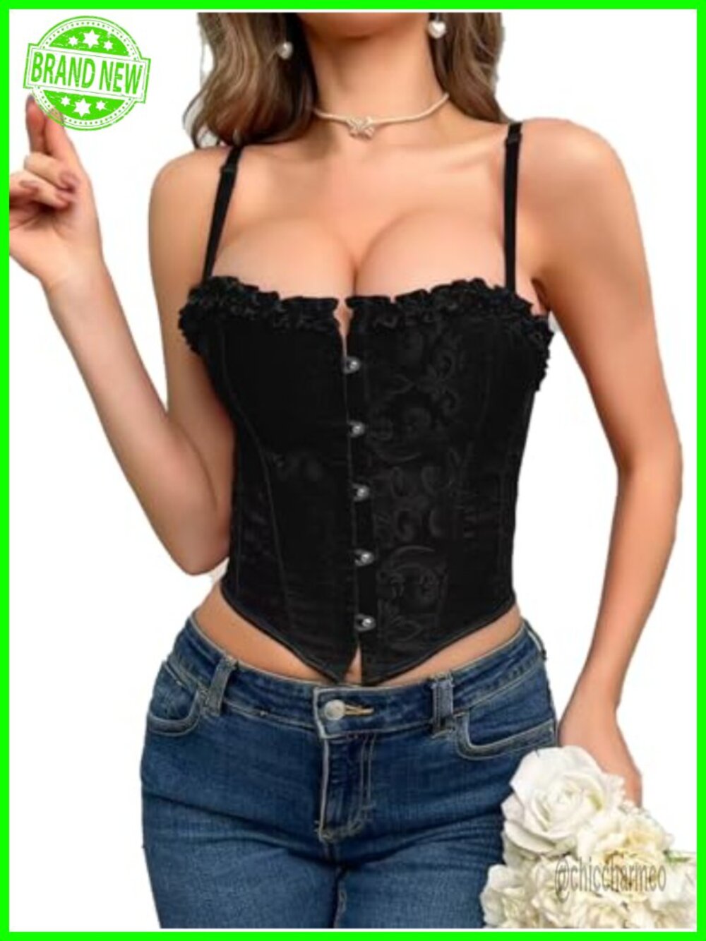 Lace Bustier Corset Crop Top Spaghetti Strap Push-Up Backless Women's Going Out